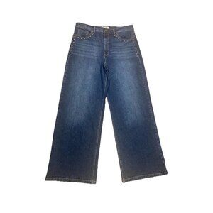 Nine West Woman’s Size 12 Wide Leg High Rise Blue Jeans Stud Detail NWT